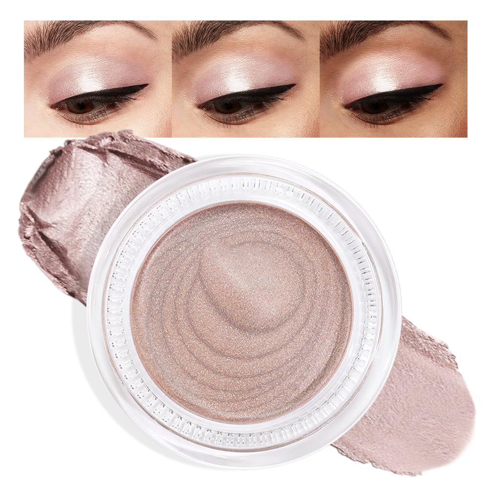 Cream Glitter Light Champagne Shimmer Metallic Eyeshadow Palette Makeup For Mature Women, Mini Instant Holographic Eyeshadow, Sombras Crema Para Ojos, Talc, Paraben & Cruelty Free, 730