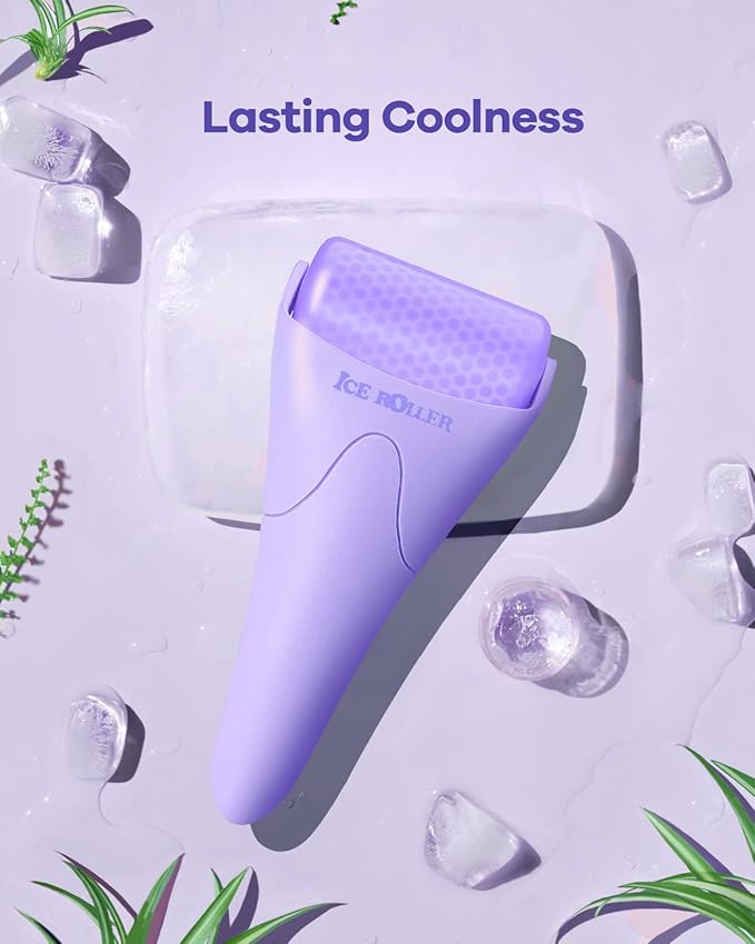 BearKig Ice Roller, Ice Roller for Face, Ice Face Roller, Cold Facial Ice Roller Massager for Eye Puffiness, Women's Gifts, Migraine, TMJ Pain Relief & Minor Injuries, Skin Care Products (Purple)