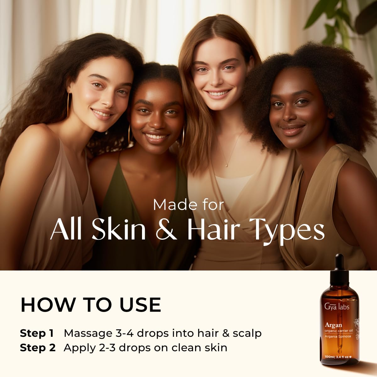 Gya Labs Argan Hair Oil - 3.4 Fl Oz - for Scalp Health, Strengthens & Protection from Damage