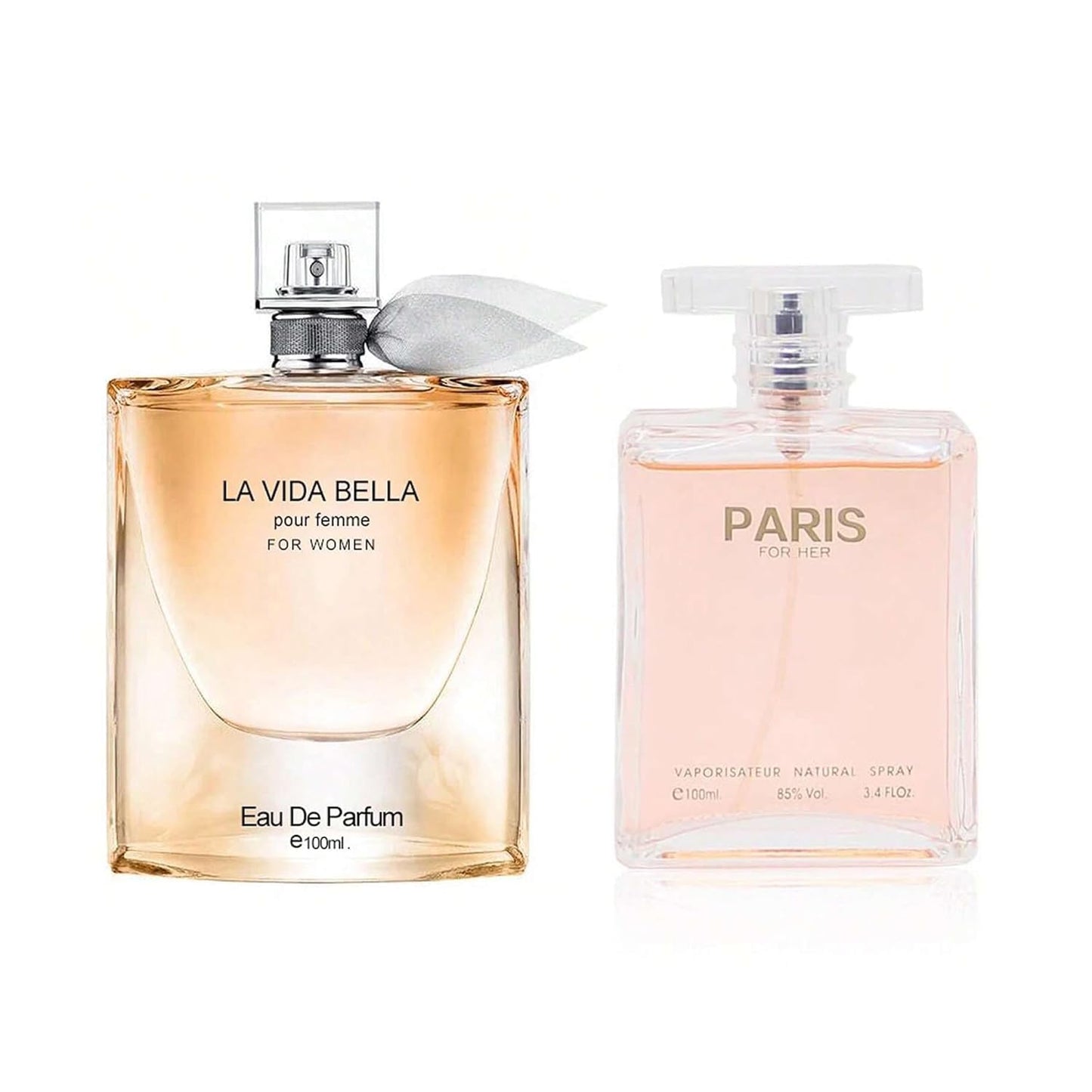 Women's Perfume La Vida Bella& Paris for Her Combo Set Eau De Parfum Long Lasting Fragrance 3.4 Fl Oz Spray Each for Daily Used