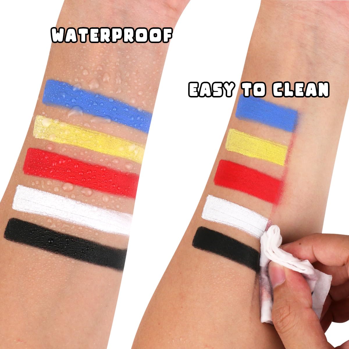 Bowitzki Halloween Makeup Palette 5 Colors Face Body Paint Oil Based with Brush for Zombie Skeleton Clown Witch Football Baseball Sports SFX Costume Cosplay Dress Up (Classic)