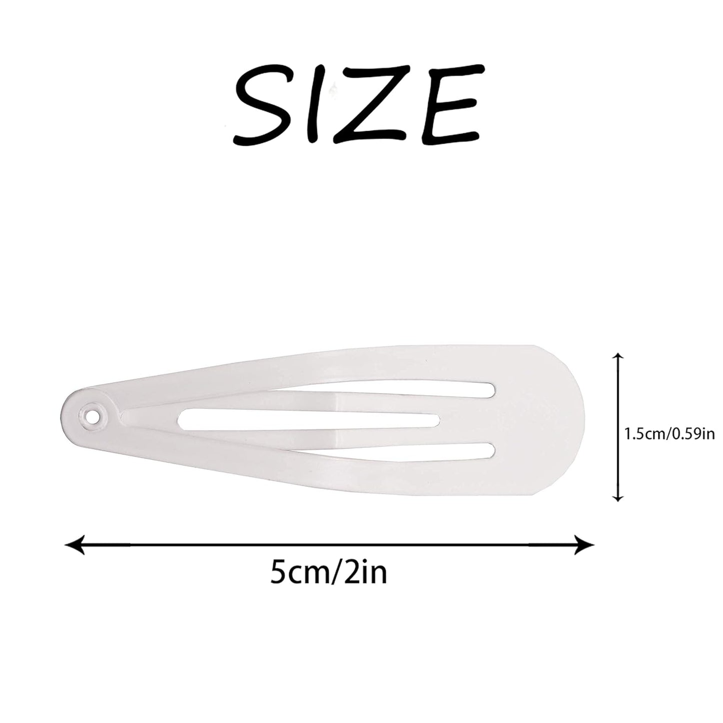 Dofash 5CM/2IN White Snap hair Clips Metal Hair Grips Hair Accessories For Women 12PCS (White)