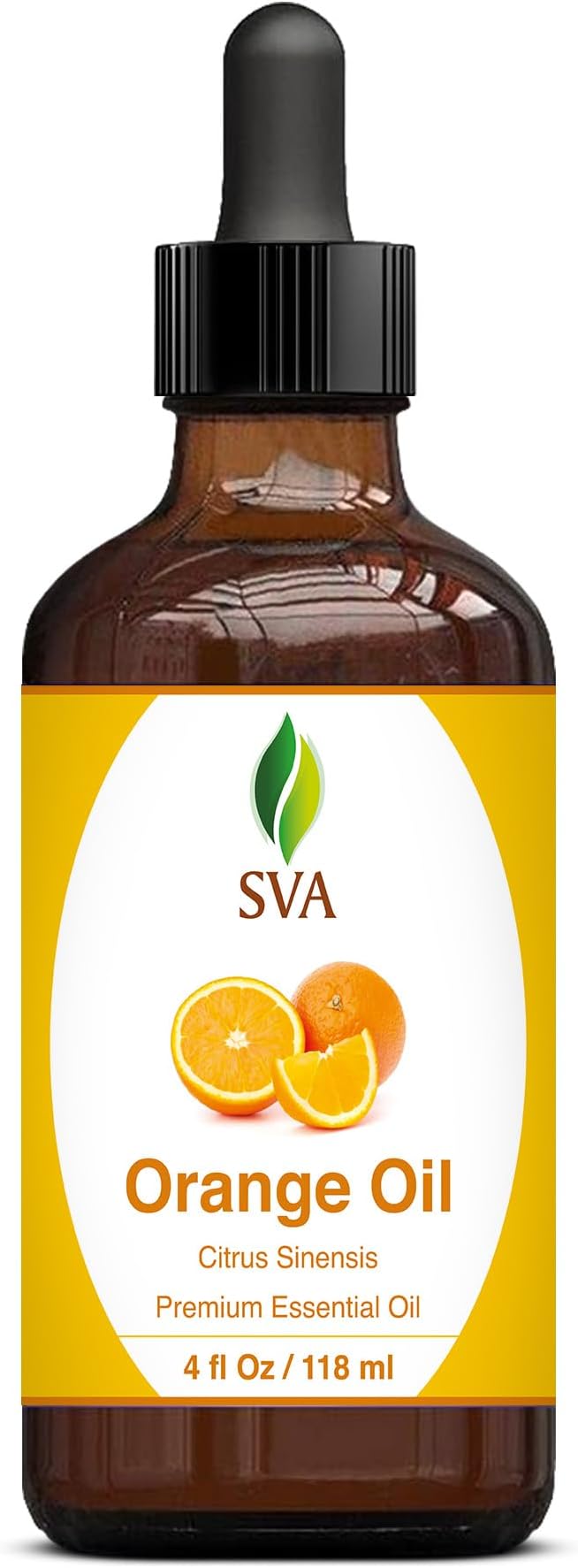 SVA Orange Essential Oil – 4 Fl Oz – 100% Natural Orange Oil - for Diffuser, Hair Care, Face, Skin Care, Aromatherapy, Scalp and Body Massage, Soap and Candle Making - with Dropper