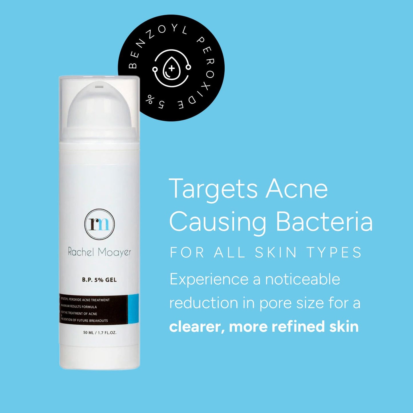 RM Benzoyl Peroxide Face & Body Gel 5% Medical grade Micronized benzoyl peroxide (without the prescription) acne treatment