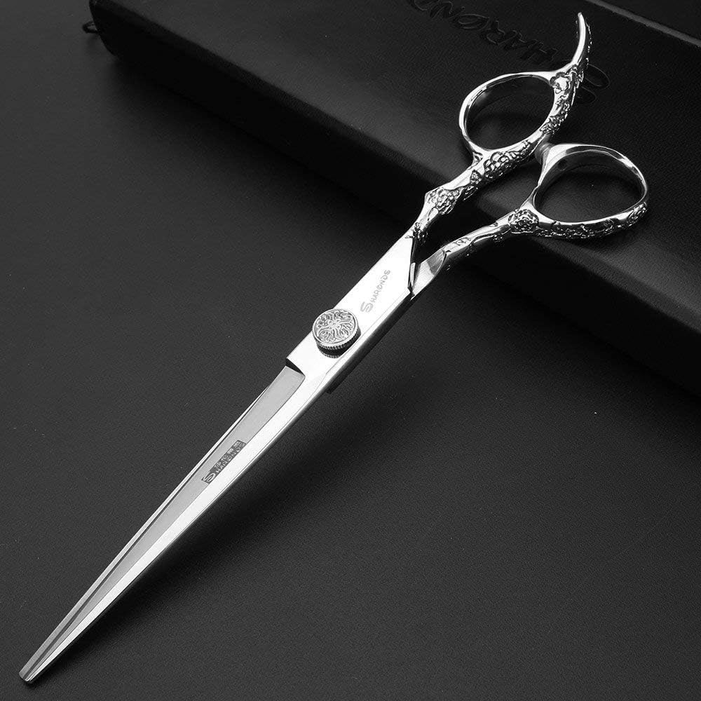 6/7-Inch Professional Hair Scissors Haircut Rose Pattern Hair Scissors Styling Tools Japanese Stainless Steel Scissor Set (7-inch cutting scissors-A)