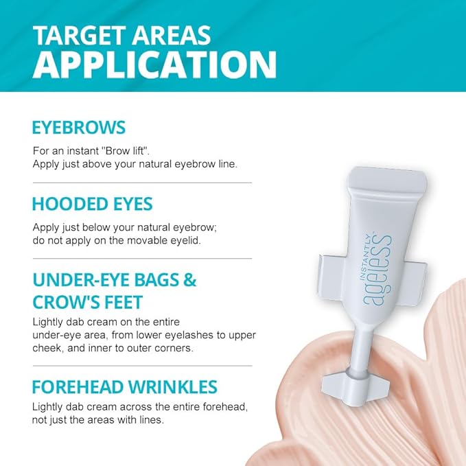 Instantly Ageless - Instant Face Lift Cream - Skin Care for Anti Aging face cream - Wrinkle Tightener - Instant Under Eye Bags Remover - Facelift in a Box of 25 Vials