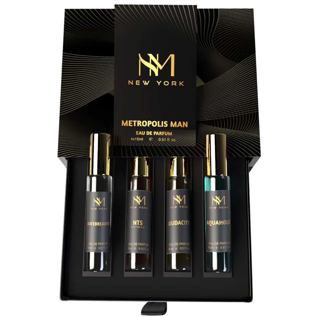 NOURISH MANTRA NM New York Metropolis Man Luxury Perfume Set Of 4 | Premium Luxury Perfumes | birthday gift for men | Perfume For Men long lasting smell | 15 ml Each
