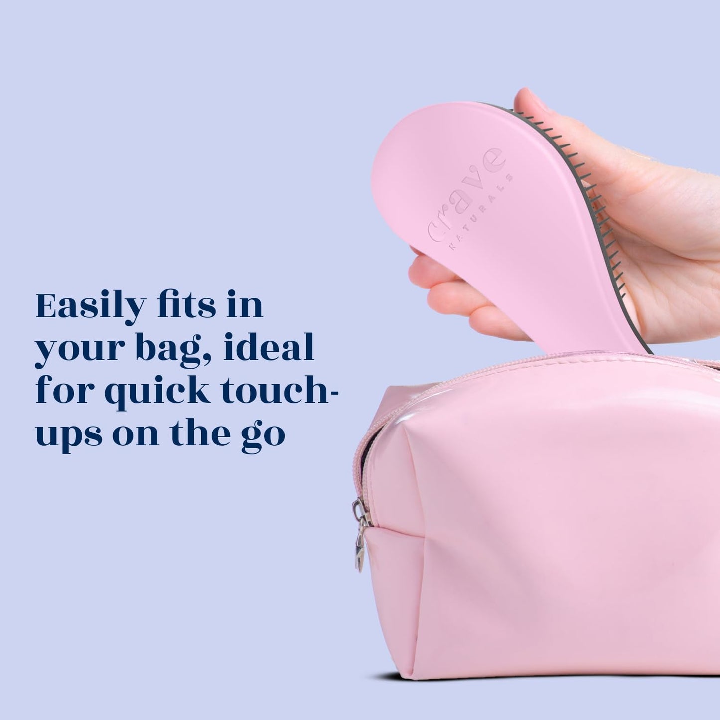 Crave Naturals Glide Thru Detangling Brush For Natural, Curly, Straight, Wet or Dry Hair - Gentle Detangler Brush Styling Tool for Adults, Kids, Toddlers and Little Girls - 7.5 x 3 in, Pink