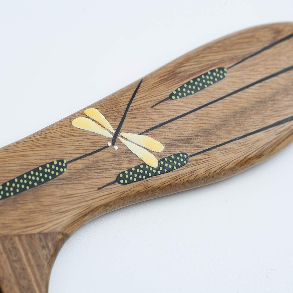 Tan Mujiang Anti-Static, Wood Comb with Dragonfly and Lightning