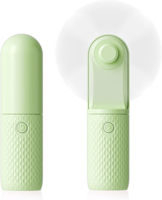 Handheld Mini Fan, Rechargeable Battery Operated small Portable Fan Up to 15 Working Hours, Powerful Safety Design Pocket Fans for Travel/Outdoor/Concert/Beach/Make-up, Gifts for Mom, Teens, Green