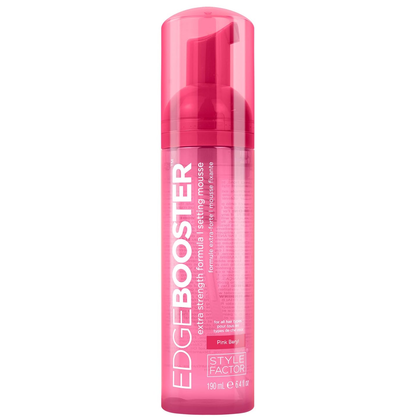 Style Factor EDGE BOOSTER Extra Strength Setting Mousse – Frizz Control, Extra Volume, and Conditioning – 6.4oz Pink Beryl Mousse for Curly Hair