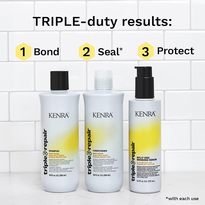 Kenra Triple Repair Split End Mending Serum | Up to 90% Split End Mending with Each Use | Targets & Repairs Weak or Broken Bonds | Split Ends | Damaged Hair | Bond Builder| Sulfate-Free | 6.5 fl. oz.