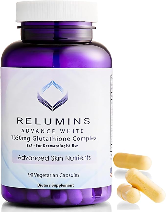 Relumins L-Glutathione Complex 1650mg - Antioxidant Support with Alpha Lipoic Acid, NAC, L-Methionine, Vitamin E - Halal & cGMP Certified, Skin Health Supplement - 90 Vegetarian Capsules