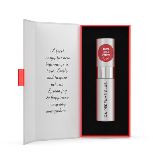 CA Perfume Impression of Amber Rouge Saffron for Women and Men Amber Floral Scent Long Lasting Unisex Fragrance Eau De Parfum Travel Size Refillable Atomizer Spray 0.27 Fl Oz 8ml (Pack of 3)
