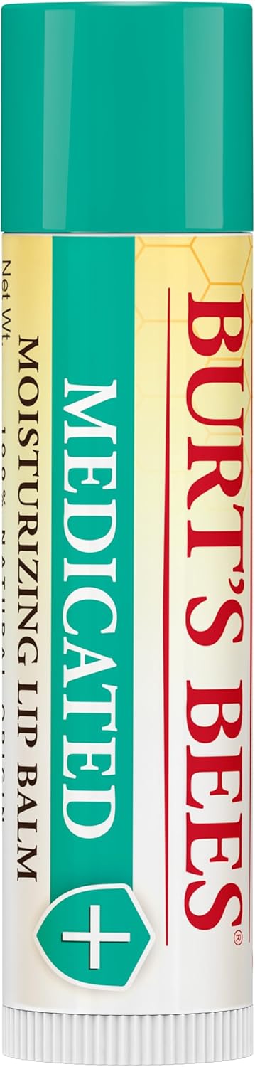 Burt's Bees Lip Balm Stocking Stuffers, Moisturizing Lip Care Christmas Gifts for Dry Chapped Lips, Medicated with Menthol & Eucalyptus, 100% Natural (2-Pack)