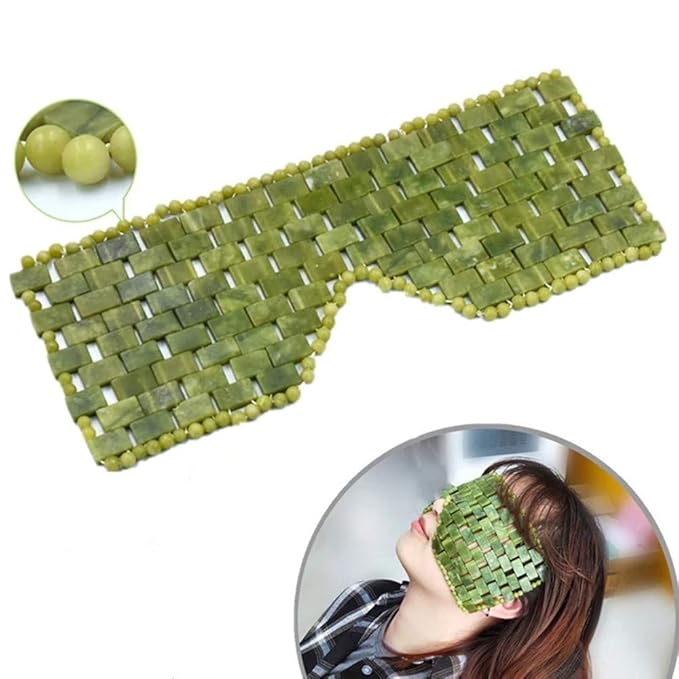 AITELEI Natural Jade Eye Mask Anti-Aging Facial Sleeping Eye Mask Hot or Cold Therapy Blindfold for Puffy Eyes, eye masks for dark circles and puffiness Massage Tool