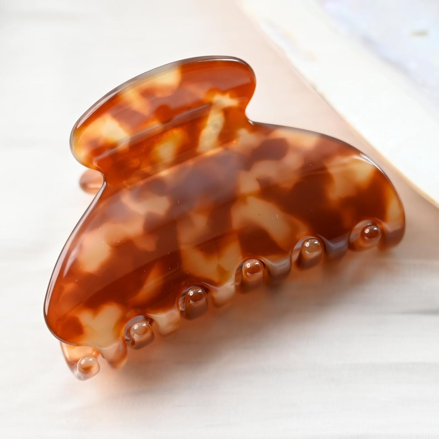 Handmade Celluloid Acetate French Design Barrettes Tortoise Shell Claws Hair Claw Luxury Fashion Accessories Hair Clip for Women (coffee)