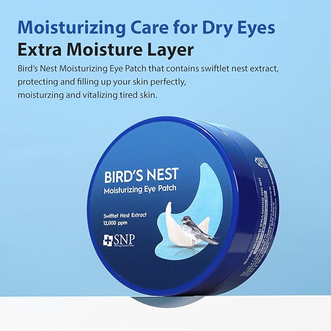 SNP [K Beauty Bird's Nest Aqua Moisturizing Eye Patch | Hydrating and Cooling for All Skin Types | Maximum Hydration Eye Patches | Korean Skincare Eye Mask | 60 Patches