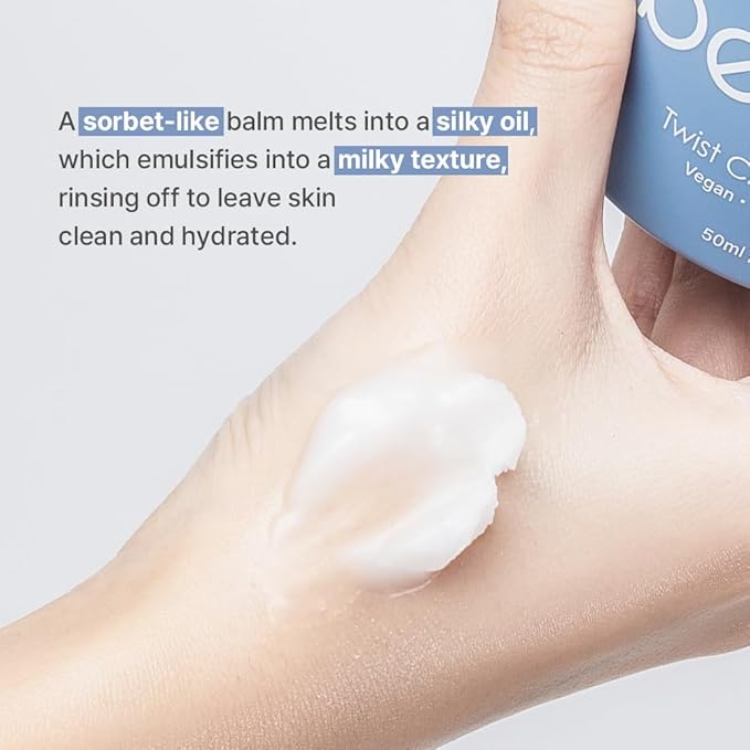 Bebare Twist Cleansing Balm with Hygienic Twist Dispenser: Cleanser for Heavy Makeup Removal & Hydrating Facial Wash for All Skin Types. Korean Vegan Skincare with Natural Oils, 1.69 Fl Oz
