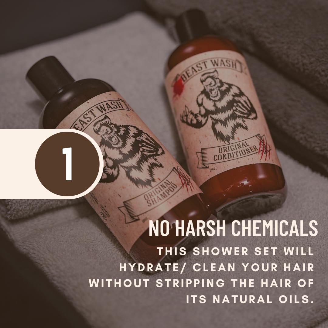 Johnny Slicks Shampoo - Supports Hair Hydration & Volume - Organic Oils & Natural Cleanse - Castor Oil, Aloe Vera, Jojoba - Rugged Scent - 16 oz