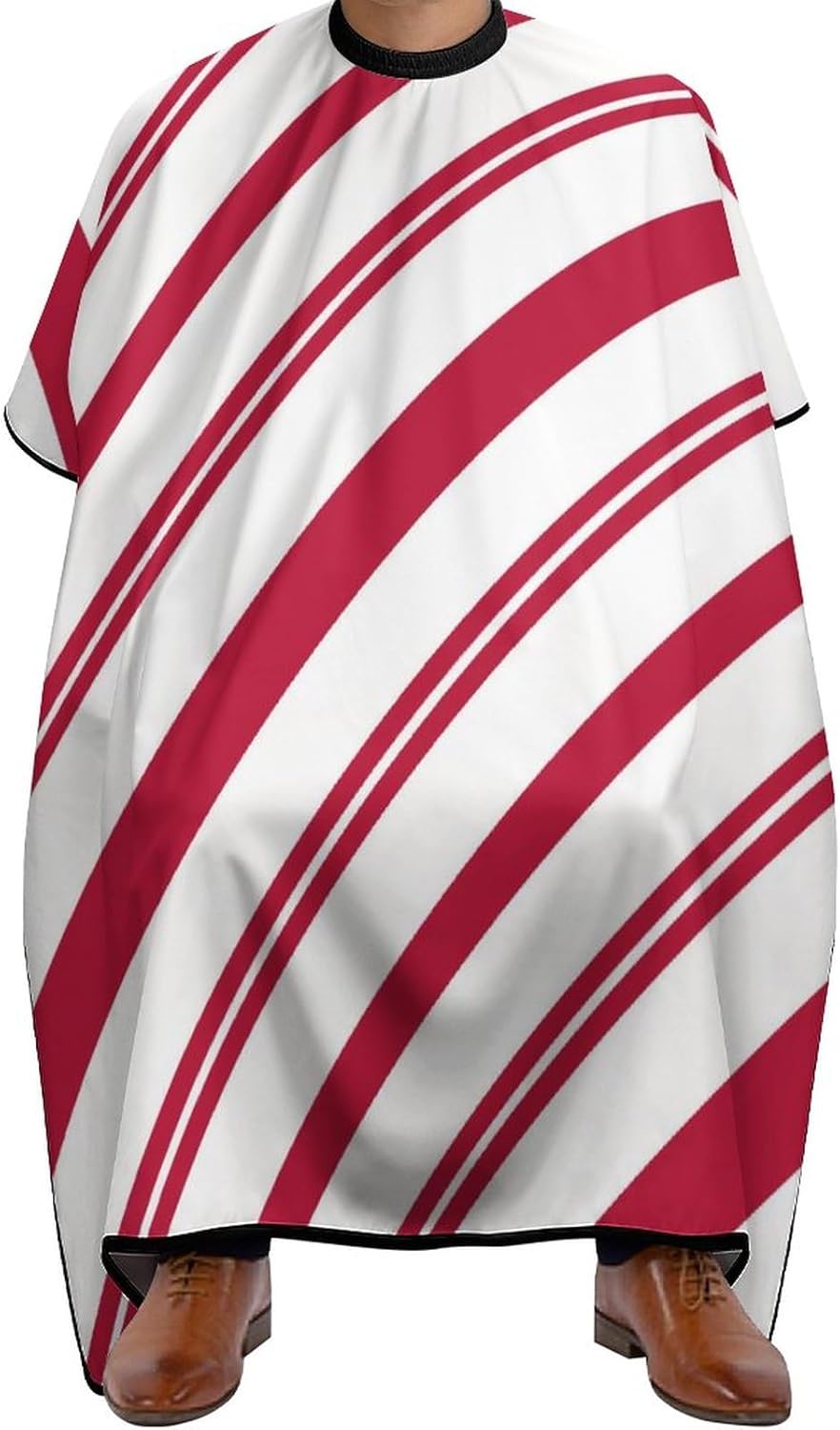 Supdreamc Professional Salon Cutting Barber Hairdressing Cape Haircut Apron Lightweight Hair Cut Cape Water Resistant Hair Cutting Cloak for Barbers, Candy Cane Red Stripes Art