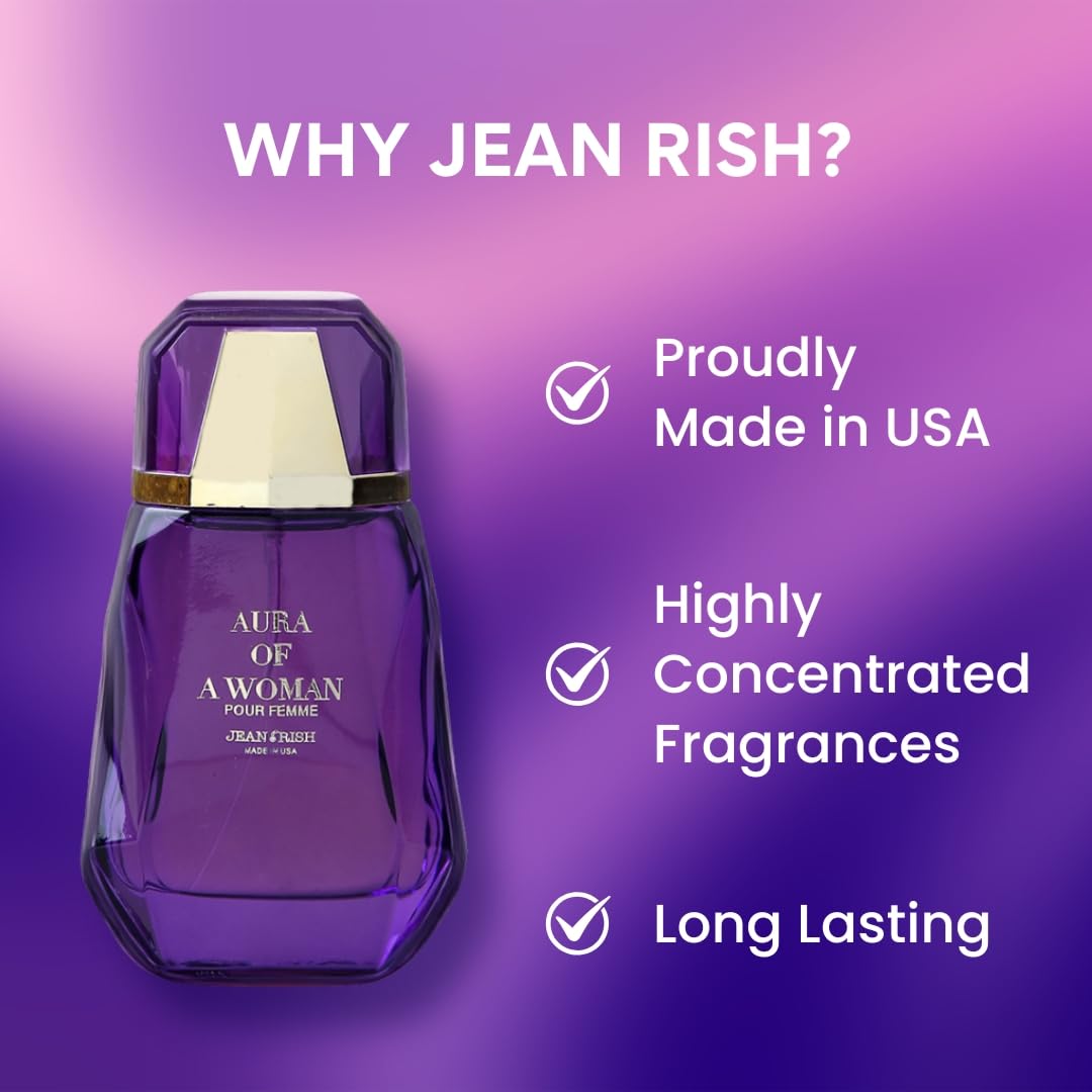 Jean Rish Aura of a Woman Eau De Parfum (3.4 Fl Oz / 100ml) Perfume for Women with Jasmine & Amber Notes - Long Lasting and Luxury Fragrance