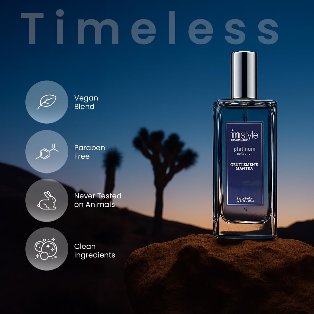 Instyle Fragrances Platinum Collection Gentlemen’s Mantra, Premium Men’s Eau de Parfum, CLEAN, Vegan, Paraben-Free, Never Tested on Animals, 3.4 Fluid Ounces