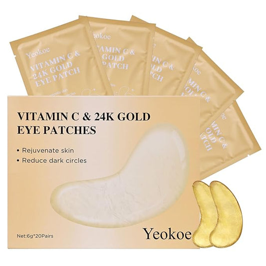 Under Eye Patches for Dark Circles,Puffy Eyes,20 Pairs Face Masks SkinCare With Vitamin C and 24k Gold