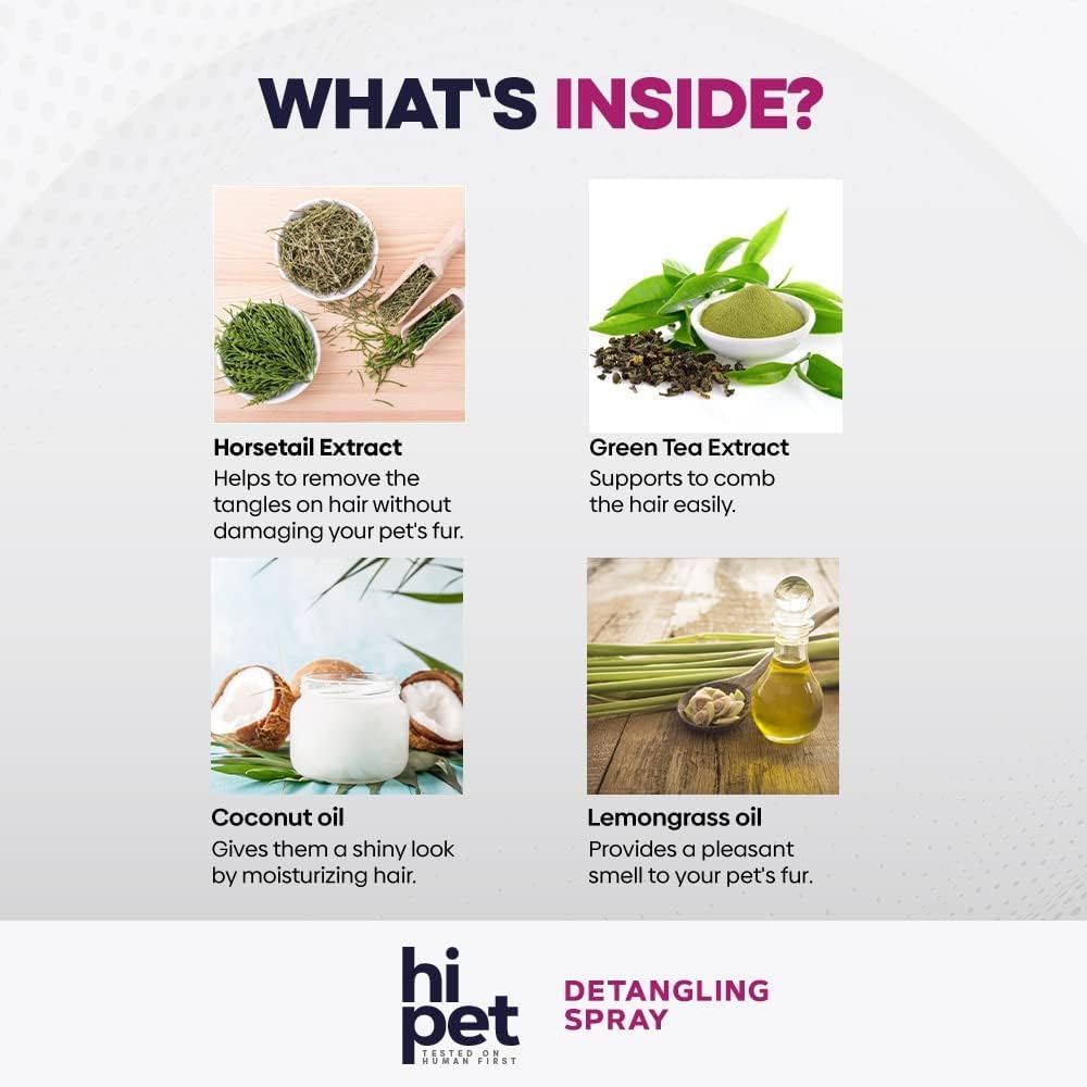 Hi Pet Doodle Detangler Spray for Dogs and Cats, Healthy and Shiny Furs, Cat and Dog Detangler Spray Dematting, Leave in Conditioner for Dogs and Cats, All Natural Formula, 3.38 Fl Oz