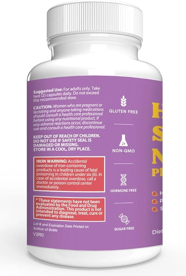 Hair, Skin & Nails Plus (60 Capsules) 500mg+ with Biotin, Vitamins & Minerals, Saw Palmetto with Vitamins A, C, D and E