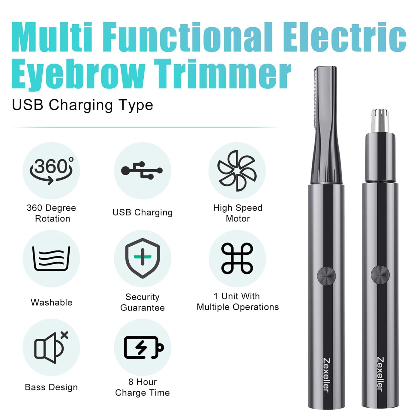 9-in-1 Precision Trimmer Kit: Eyebrow Trimmer,Electric Eyebrow Razor, Nose Trimmer, Grooming Scissors, Tweezers & Brush | All-in-One Grooming Tool