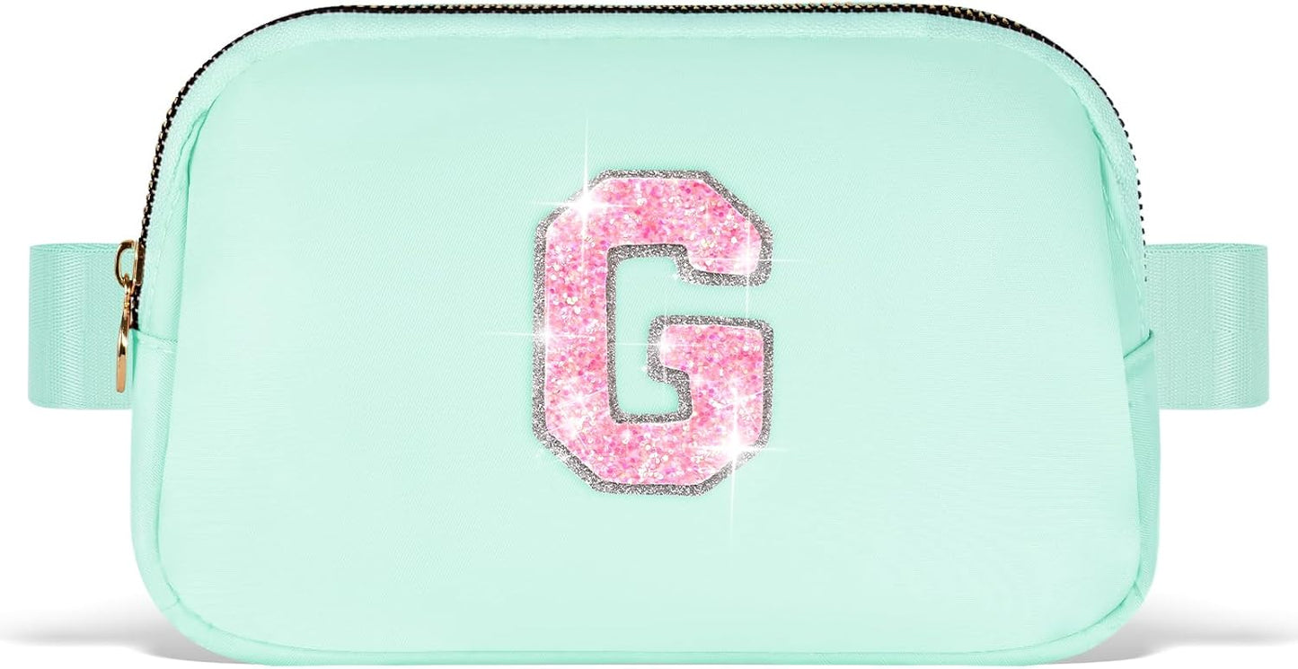 Fanny Pack Belt Bag Crossbody Bags with Initials Letter Patch Trendy Stuff for Teens Cute Stuff Birthday Gifts for Teenager Girls | Light Green,Initial G