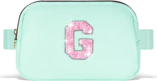 Fanny Pack Belt Bag Crossbody Bags with Initials Letter Patch Trendy Stuff for Teens Cute Stuff Birthday Gifts for Teenager Girls | Light Green,Initial G