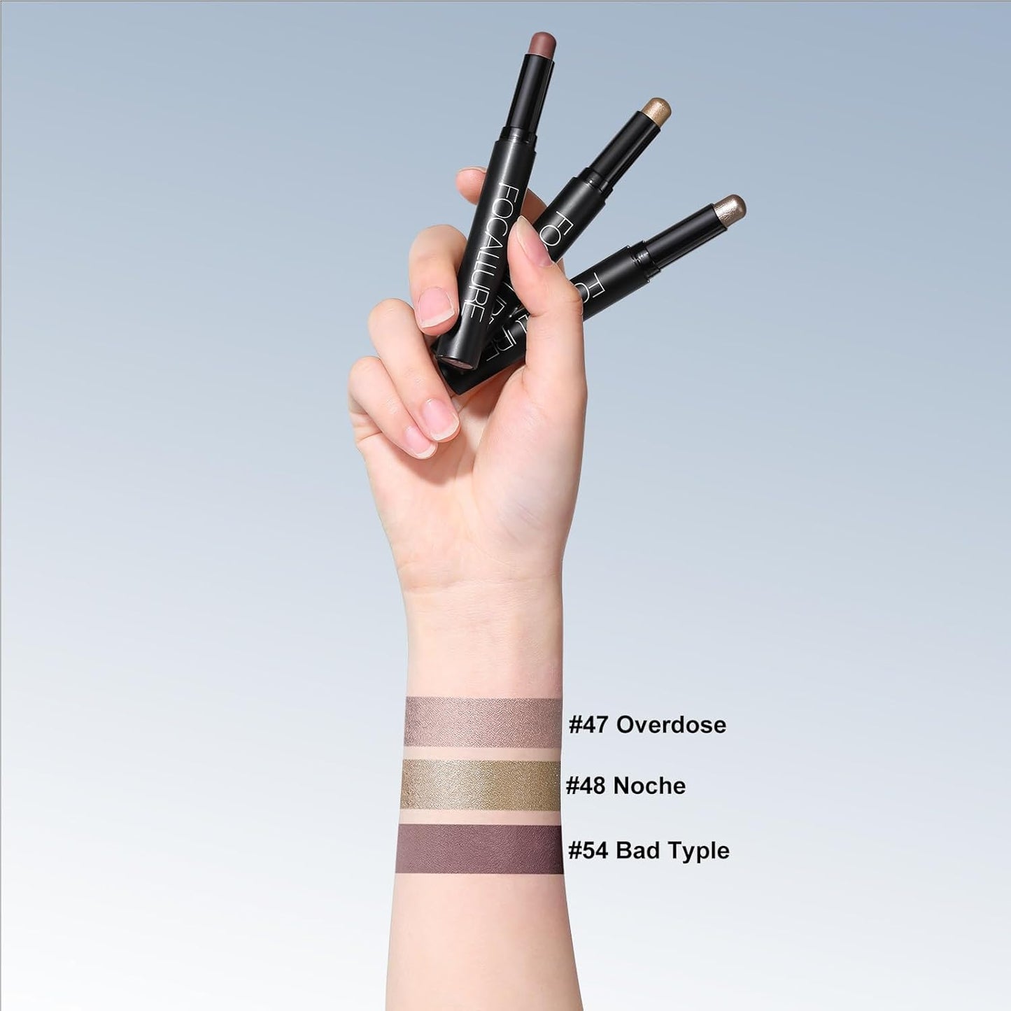 FOCALLURE 3PCS Cream Eyeshadow Stick Sets,Matte and Shimmer Eye Brightener, High Pigmented Crease-proof Pencil,Long Lasting Eye Shadow Highlighter Makeup,Buried Moonlight