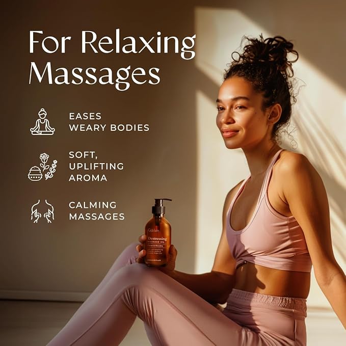 Soothing Massage Oil for Sore Muscles & Destressing Massage Oil for Sore Muscles Set - 100% Natural Aromatherapy Grade Essential Oils Set - 2x6.76 fl oz - Gya Labs