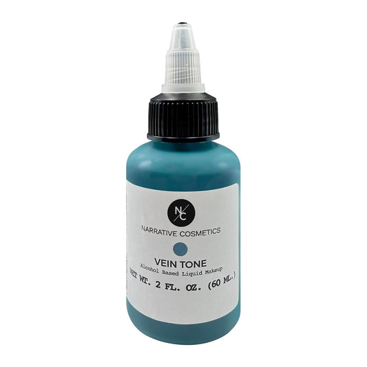 Narrative Cosmetics Flesh Tone Alcohol Airbrush Paints - 2 fl oz, Skin Safe, Quick Dry, Waterproof, Sweatproof, Transferproof Liquid Makeup for Tattoo Cover-Up, Bodypainting, FX Makeup - Vein Tone