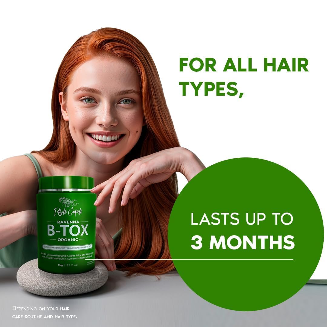 I Belli Capelli Ravenna B-tox Organic Smoothing Mask, Repair Oil, and Deep Cleansing Anti-Residue Shampoo – Complete Hair Straightening System for All Hair Types