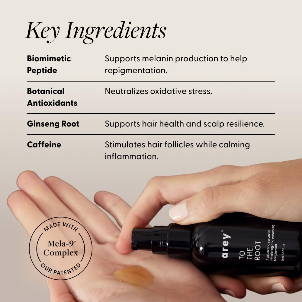 Arey The System Daily Hair Serum and Supplement Treatment for Women & Men | Slows Grey Hair Growth in 3-6 Months | Promote Thicker, Fuller Regrowth | Biotin, B + D Vitamins (1 Month Supply)