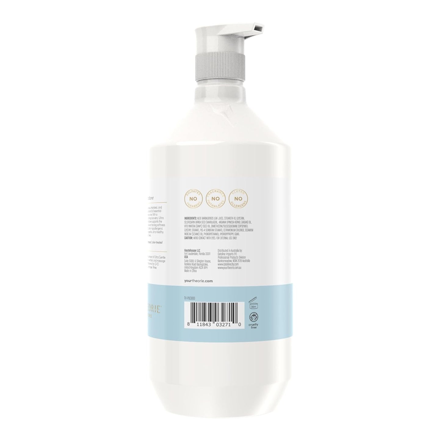 Theorie Pure Collection Hypoallergenic Conditioner -Plant-Based & Vegan - for Soothes Itchy & Allergy Prone Skin - Fragrance-free - Sensitive Scalp, Pump Bottle -800mL - 1 Pack