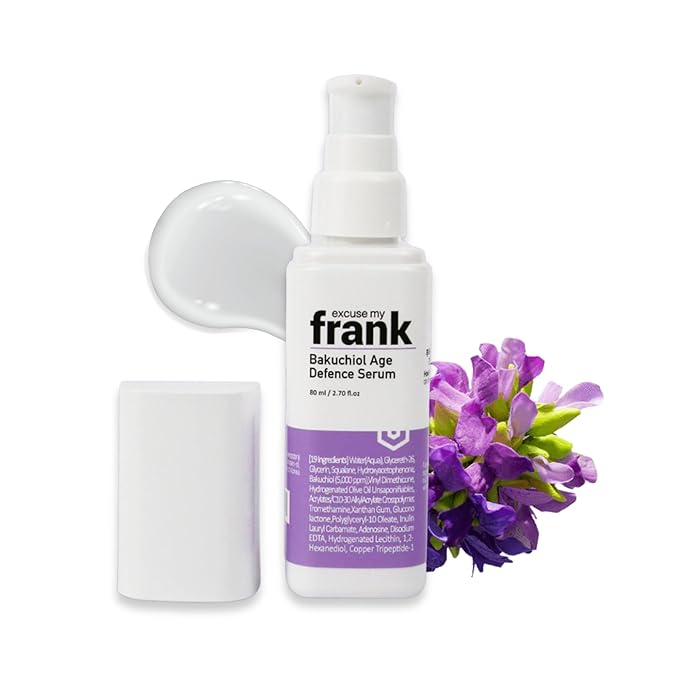 Excuse My Frank Age Defense Bakuchiol Korean Serum, Natural Retinol, Dark Spot Serum, Anti aging, Fine Lines & Wrinkle Care, Collagen Boost, Skin Barrier, Firming, Fragrance Free, Vegan 2.7 fl oz