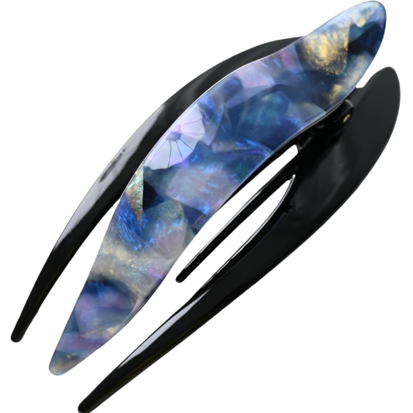 Handmade Celluloid French Design Tortoise Shell Barrettes Side-slide Opening Duck Luxury Fashion Accessories Hair Clip Claw for Women (aespa blue)