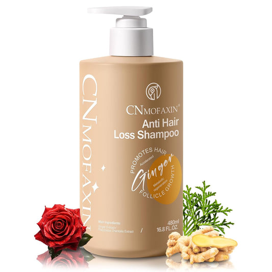 Anti Hair Loss Shampoo,Nourishing Hair Growth Ginger Shampoo for Men & Women - Volumizing Hair Regrowth Treatment infused with Herbal Essences Rose & Castor Oil 16.8 fl. oz