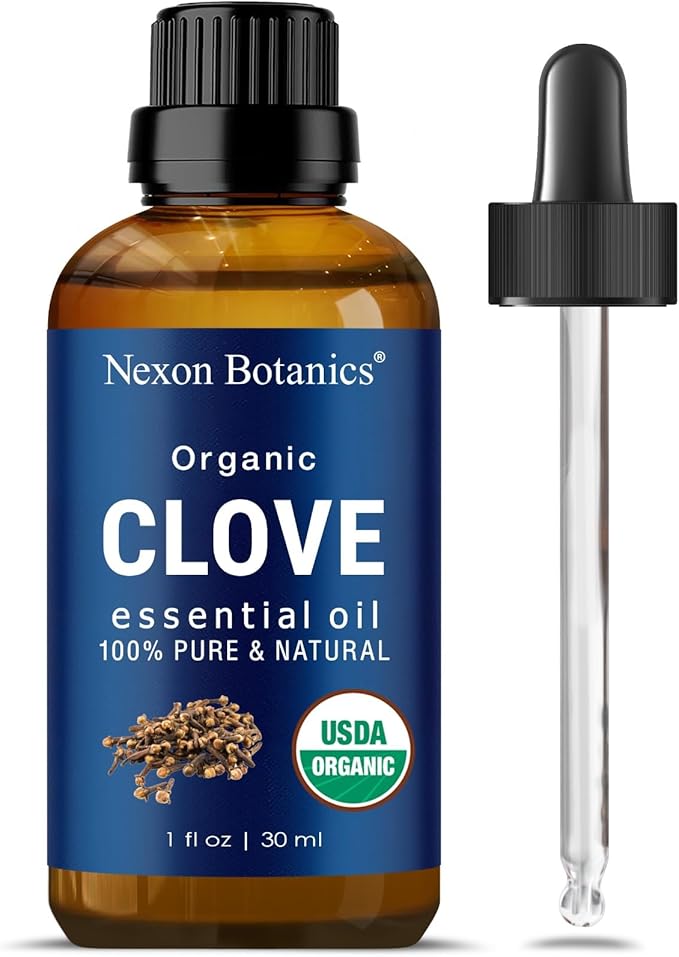 Organic Clove Essential Oil 30 ml - Pure, Natural, Undiluted for Toothache, Sore Muscles, Skin & Hair Care - Soothing Clove Bud Essential Oil - Nexon Botanics