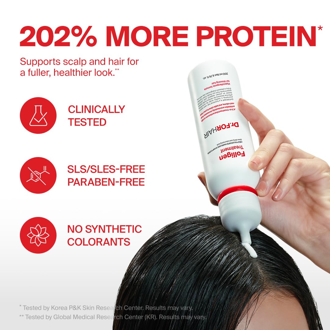 Dr.FORHAIR Folligen Treatment | Korean Hair Treatment | Scalp Treatment & Hair Mask | For Hair Thickening and Fuller Looking, 6.76 fl oz