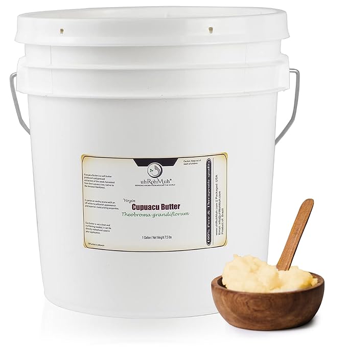 uh*Roh*Muh 100% Pure Virgin 1 Gallon Cupuacu Butter from Brazil - Unrefined, Ultra-Moisturizing & Nourishing for Skin and Hair (Net Wt: 3.5 Kgs/ 7.7 lbs)