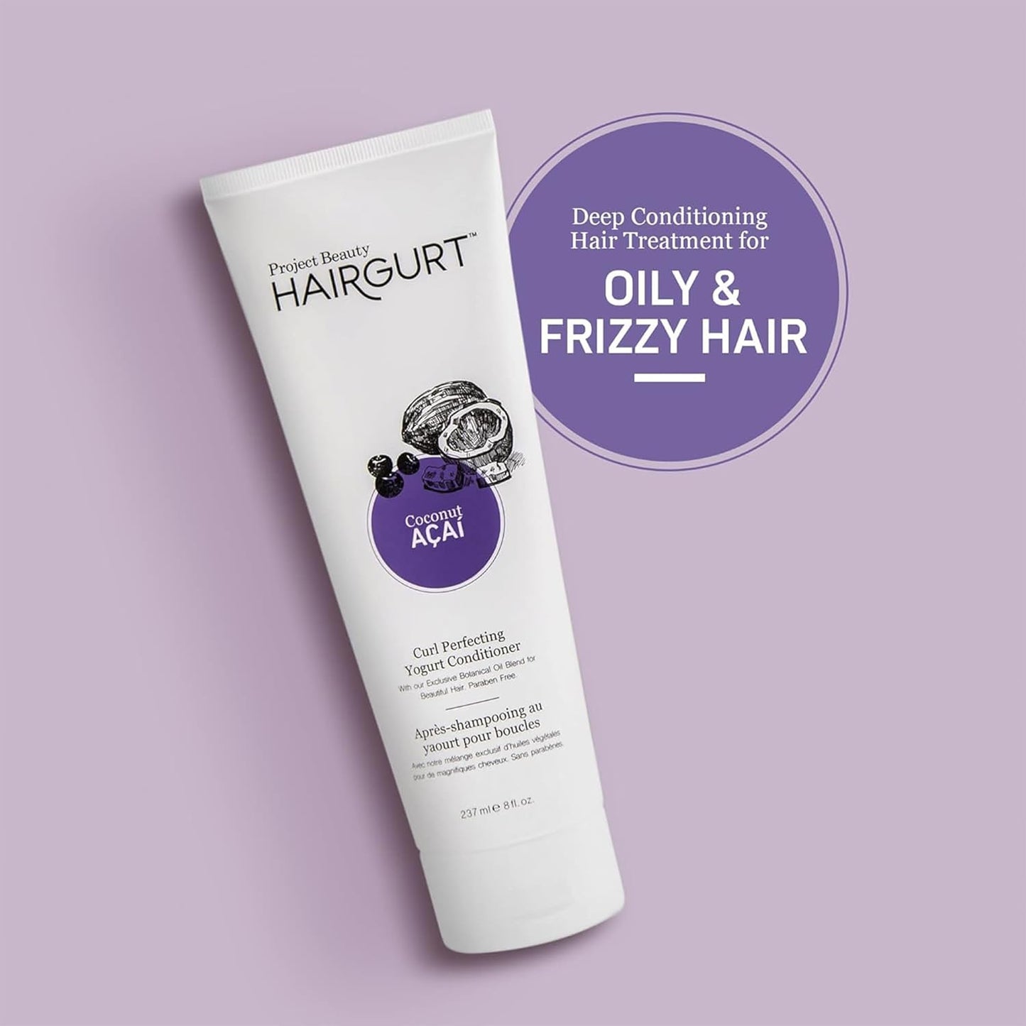 Coconut Acai Curl Perfecting Yogurt Conditioner – Defines Curly & Wavy Hair – Sulfate-Free, Natural Formula, 8 oz