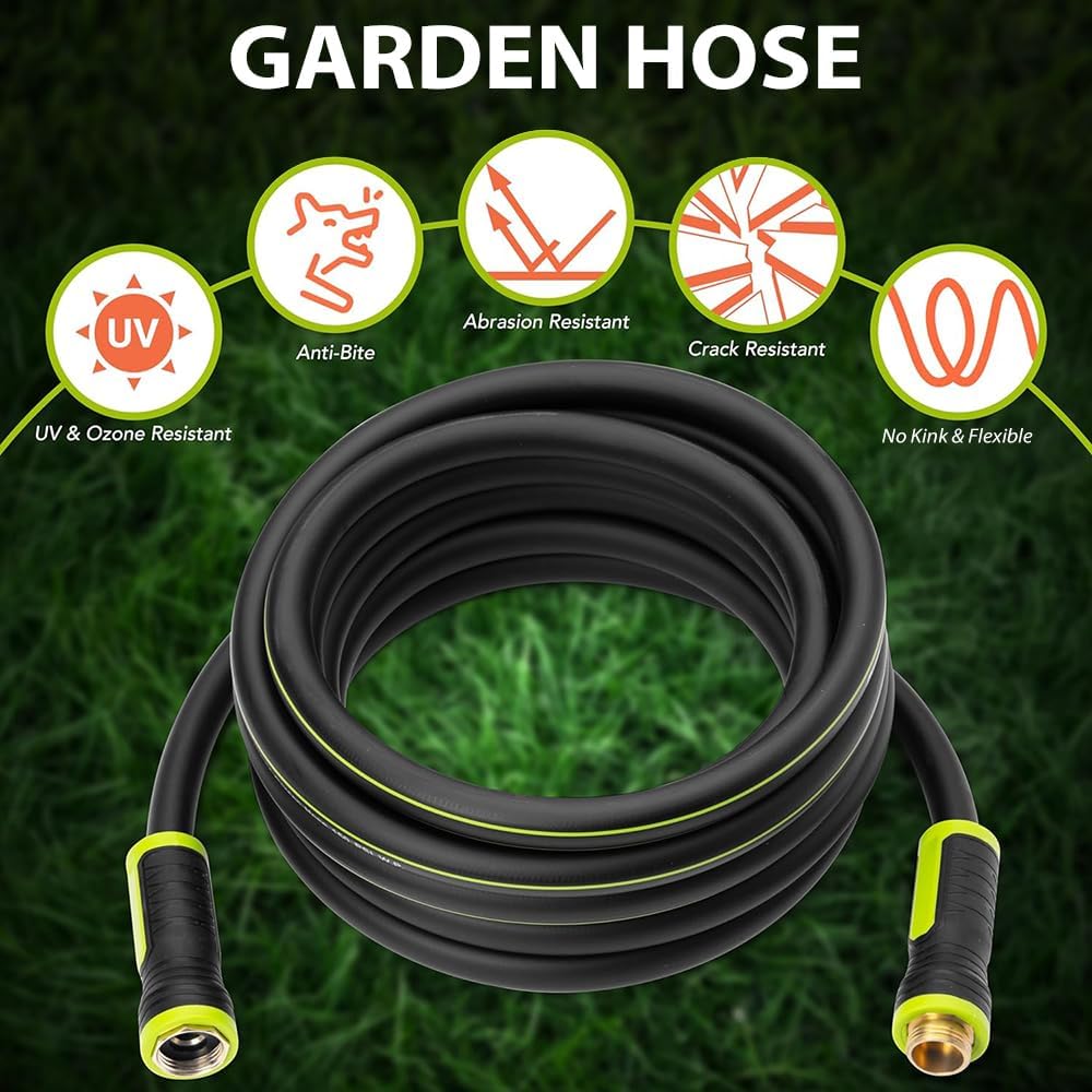 Heavy Duty Garden Hose 5ft x 5/8” – Flexible Water Hose, Leak-Proof, Lightweight Hybrid Hose– Durable Outdoor Hose, Kink Free