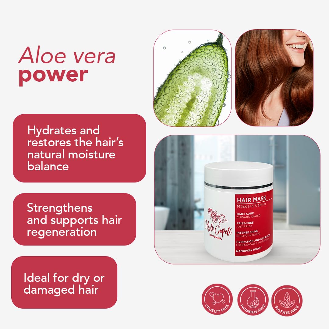 I Belli Capelli Ravenna Hair Straightening Kit – Repair Hair B-tox & Aloe Vera Mask – Anti-Frizz, Intense Hydration & Shine – Formaldehyde-Free B-otox Hair Treament For All Hair Types (2-Pack)