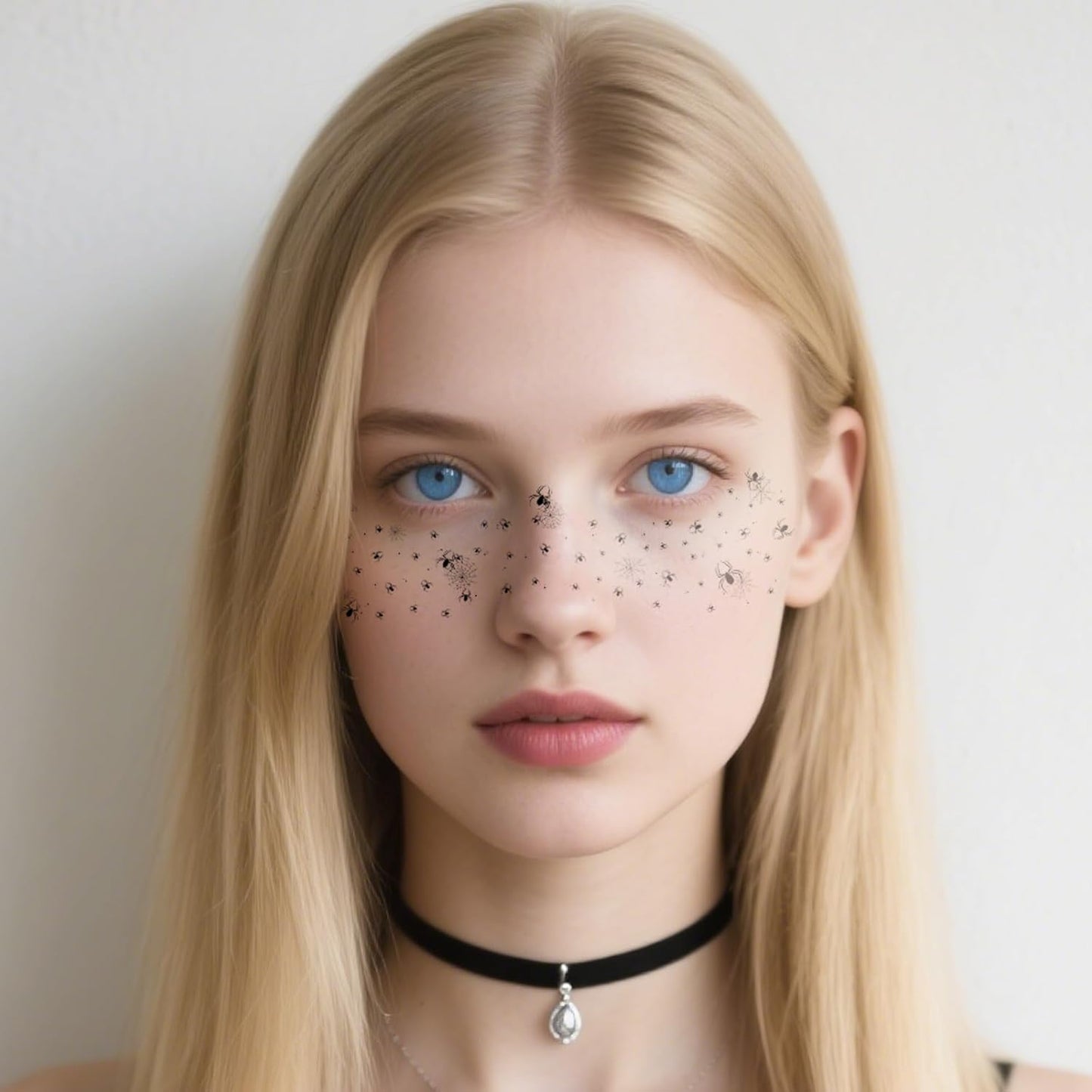 Halloween Gothic Freckles Face Tattoo, Temporary Tattoos with Spider&Spiderweb Design, Temporary Makeup Freckles Tattoos, Freckles Face Tattoo Stickers for Women, Kids, Halloween, 8Pcs