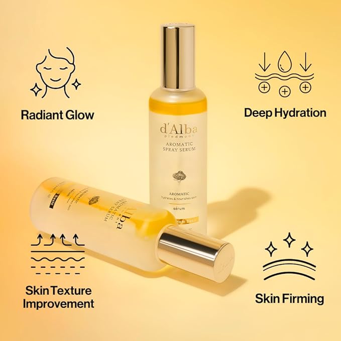 d'alba Piedmont Italian White Truffle First Aromatic Spray Serum, Fragrant VEGAN Glowy Antioxidant Face Mist, Deep Hydration Skin Firmness, Korean Skin Care (2.02 fl.oz)
